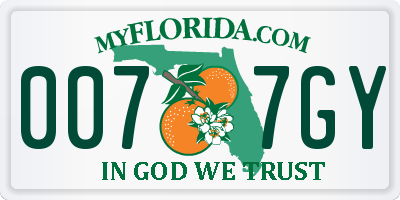 FL license plate 0077GY
