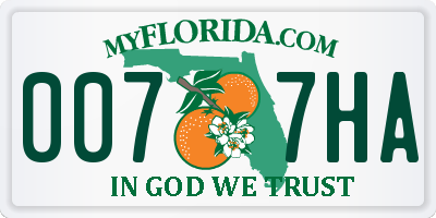 FL license plate 0077HA