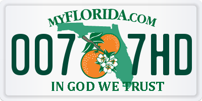 FL license plate 0077HD