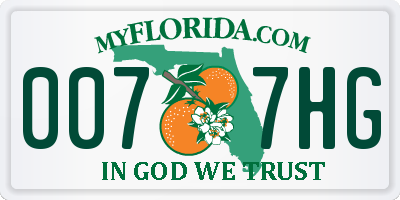 FL license plate 0077HG