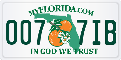 FL license plate 0077IB