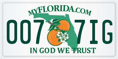 FL license plate 0077IG