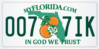 FL license plate 0077IK