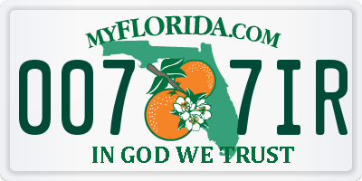 FL license plate 0077IR