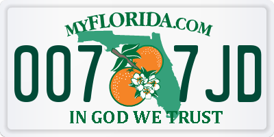 FL license plate 0077JD