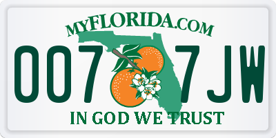 FL license plate 0077JW