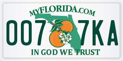 FL license plate 0077KA