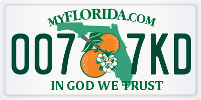 FL license plate 0077KD