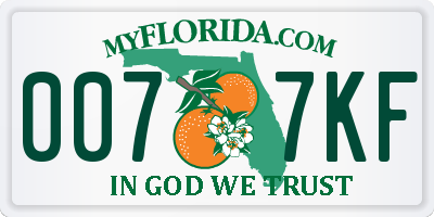 FL license plate 0077KF