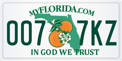 FL license plate 0077KZ
