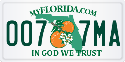 FL license plate 0077MA