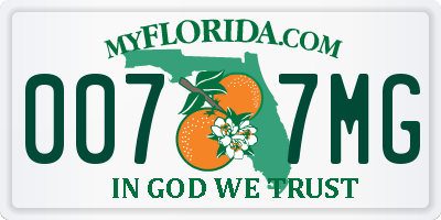 FL license plate 0077MG