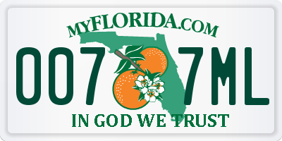 FL license plate 0077ML