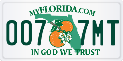 FL license plate 0077MT