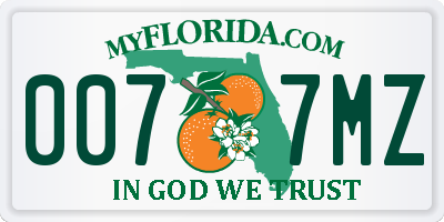 FL license plate 0077MZ