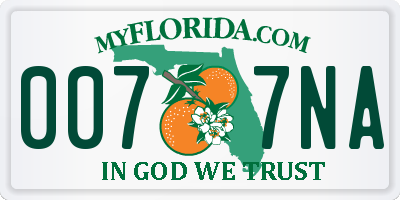 FL license plate 0077NA