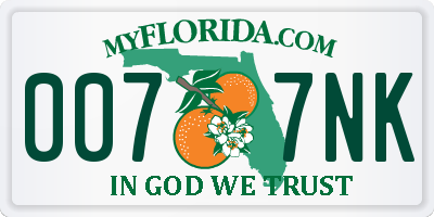 FL license plate 0077NK