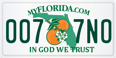 FL license plate 0077NO
