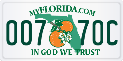 FL license plate 0077OC