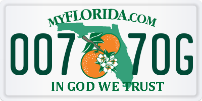 FL license plate 0077OG