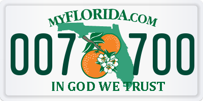 FL license plate 0077OO