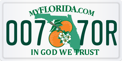 FL license plate 0077OR