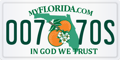 FL license plate 0077OS