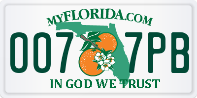 FL license plate 0077PB