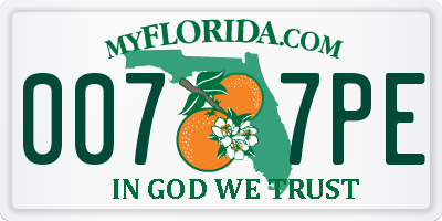 FL license plate 0077PE
