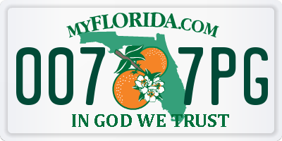 FL license plate 0077PG