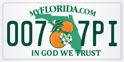 FL license plate 0077PI