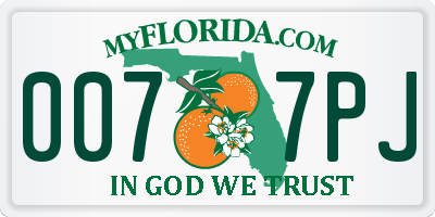 FL license plate 0077PJ