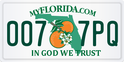 FL license plate 0077PQ