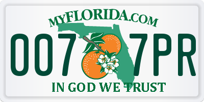 FL license plate 0077PR
