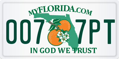 FL license plate 0077PT