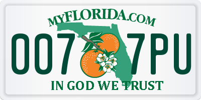 FL license plate 0077PU
