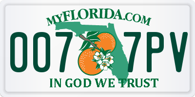 FL license plate 0077PV
