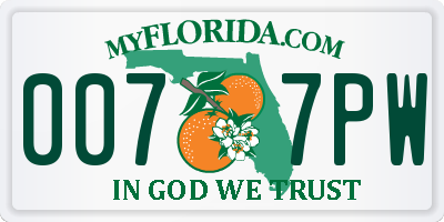 FL license plate 0077PW