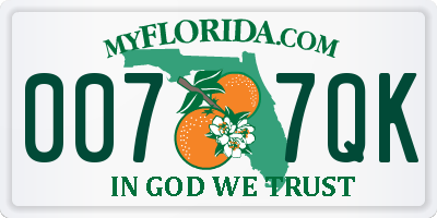 FL license plate 0077QK