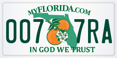 FL license plate 0077RA