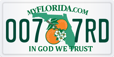 FL license plate 0077RD