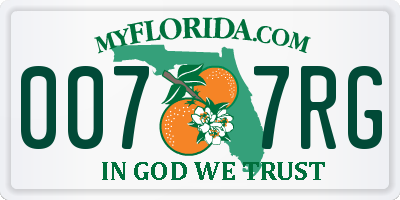 FL license plate 0077RG