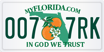 FL license plate 0077RK