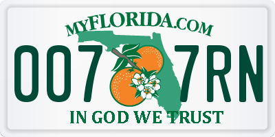 FL license plate 0077RN