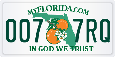 FL license plate 0077RQ