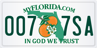 FL license plate 0077SA