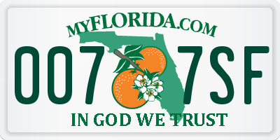 FL license plate 0077SF