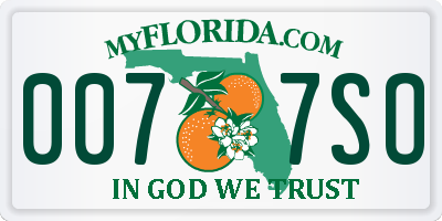 FL license plate 0077SO