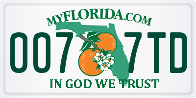FL license plate 0077TD