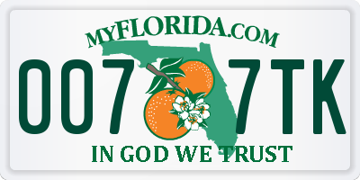 FL license plate 0077TK